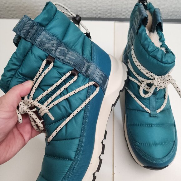 The North Face Women's ThermoBall Lace Up Waterproof Boots Teal Blue Size 9 - Picture 5 of 13